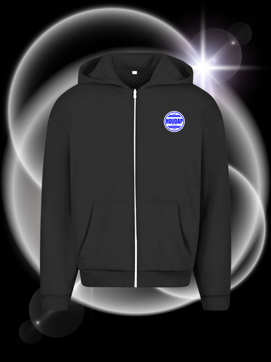 side by side blue Oversize Zipper Hoodie