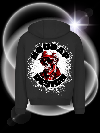 Skeleton In Red  Oversize Zipper Hoodie