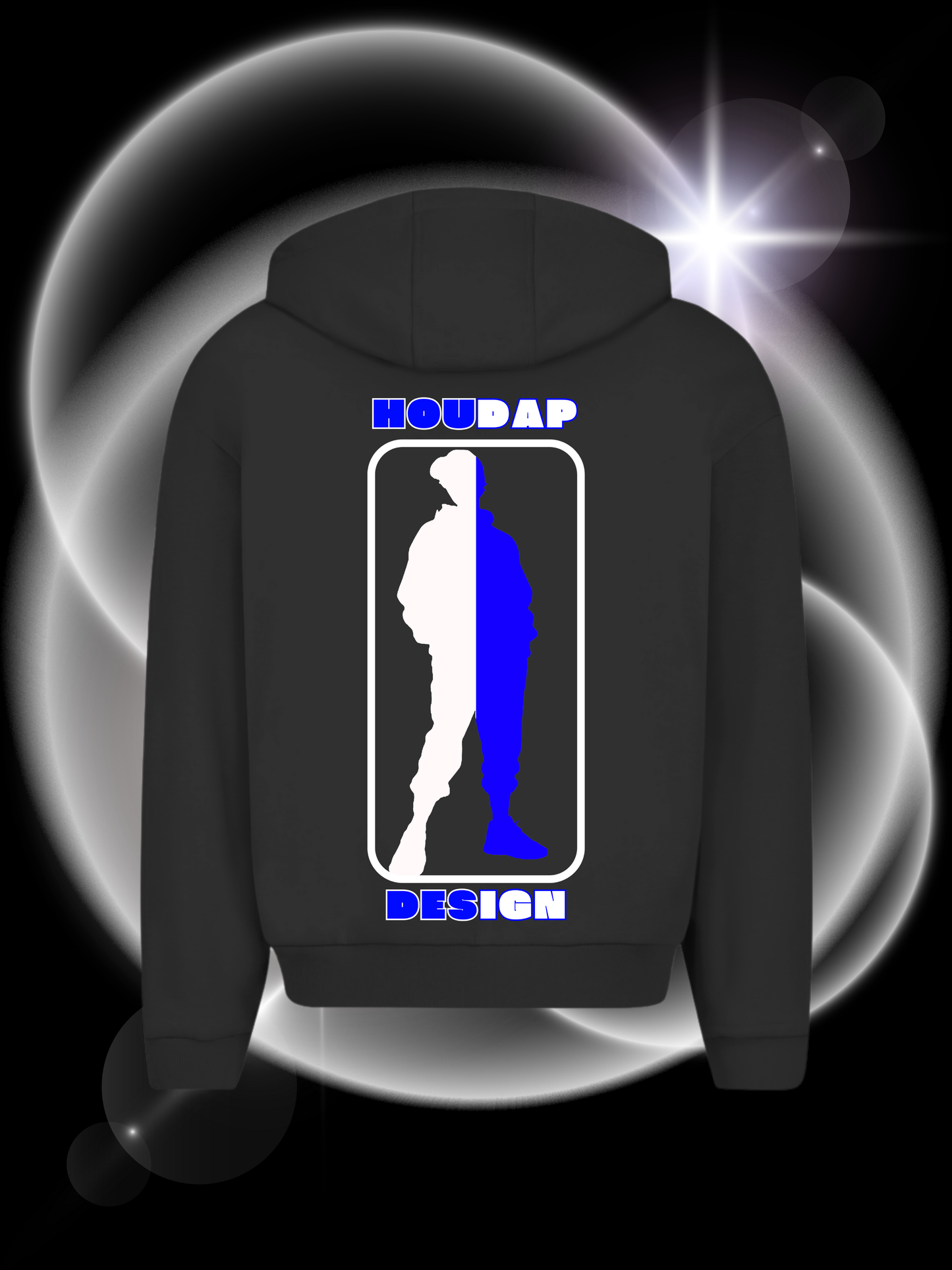 side by side blue  Oversize Zipper Hoodie