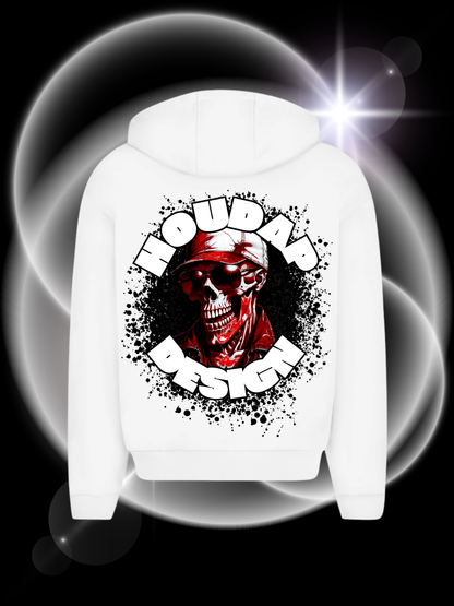 Skeleton In Red  Oversize Zipper Hoodie