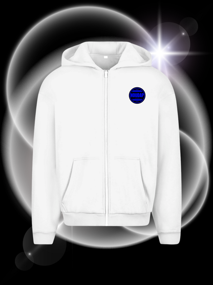 side by side blue  Oversize Zipper Hoodie
