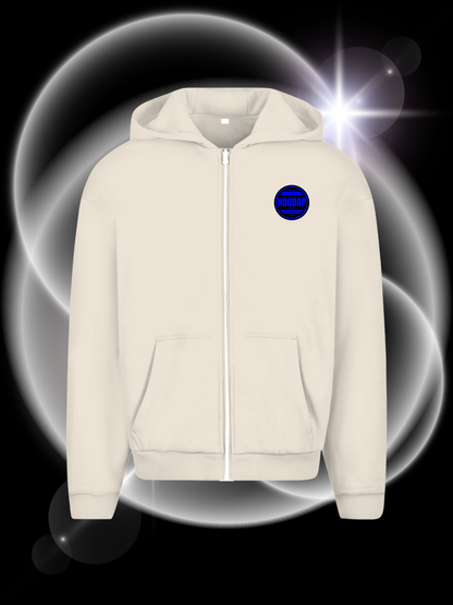 side by side blue  Oversize Zipper Hoodie