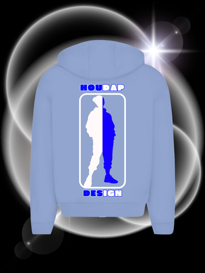 side by side blue  Oversize Zipper Hoodie