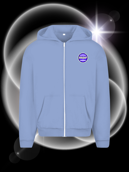 side by side blue  Oversize Zipper Hoodie